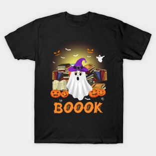 Book Reader Librarian Bookworm Boo Ghost Funny T-Shirt